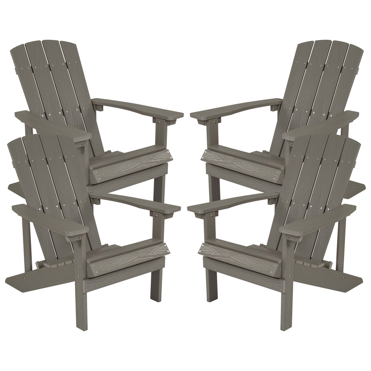 Merrick Lane Set of 4 Riviera All-Weather Poly Resin Wood Adirondack Chairs